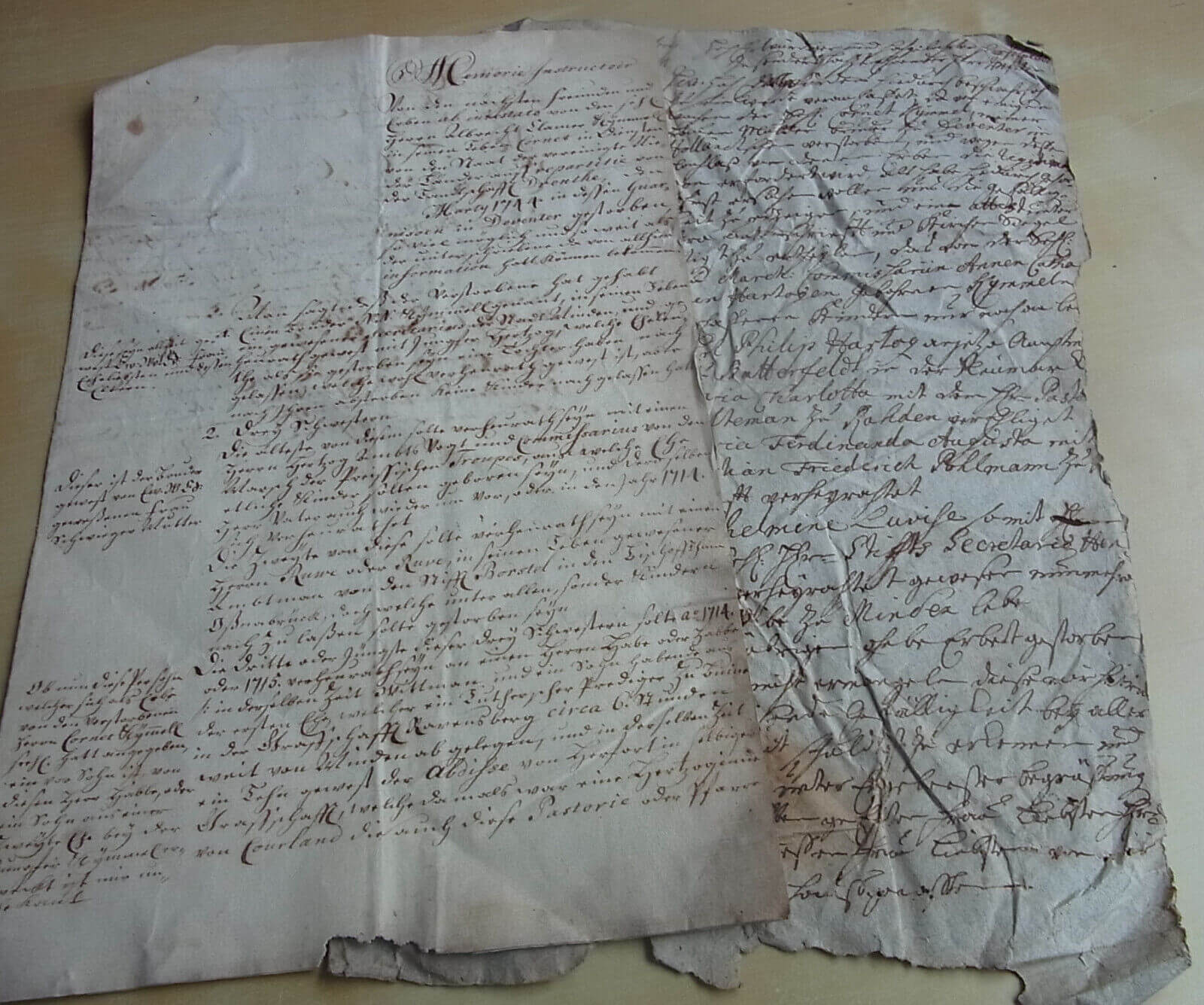 Documents dated 1744 about the relatives of Cornet Albrecht Clamer Kymmell