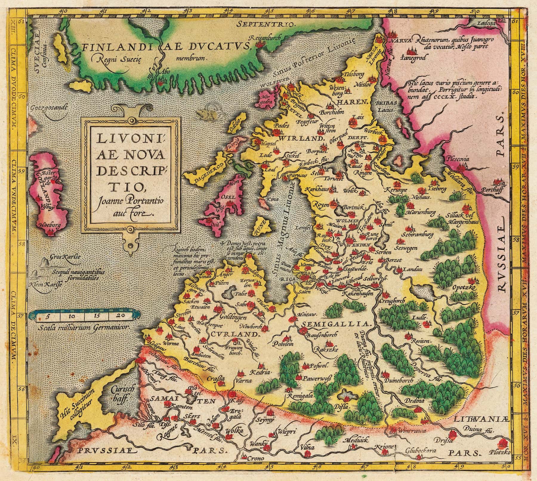 Map of Livonia, c. 1573–1598